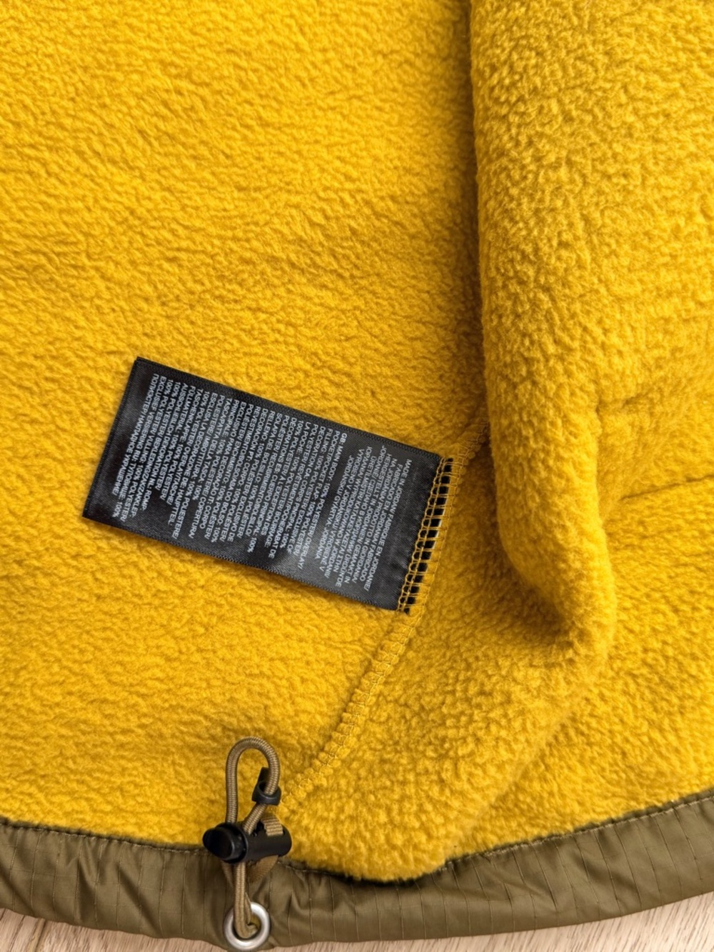 The North Face Yellow Fleece Vest with Olive Patch Pockets and Blue Trim - Picture 7 of 11